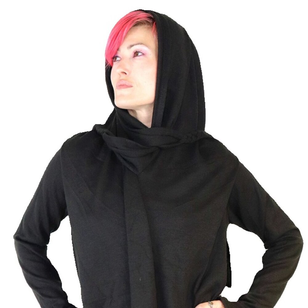 Shiva black wrap Burning Man Goth sweater one size